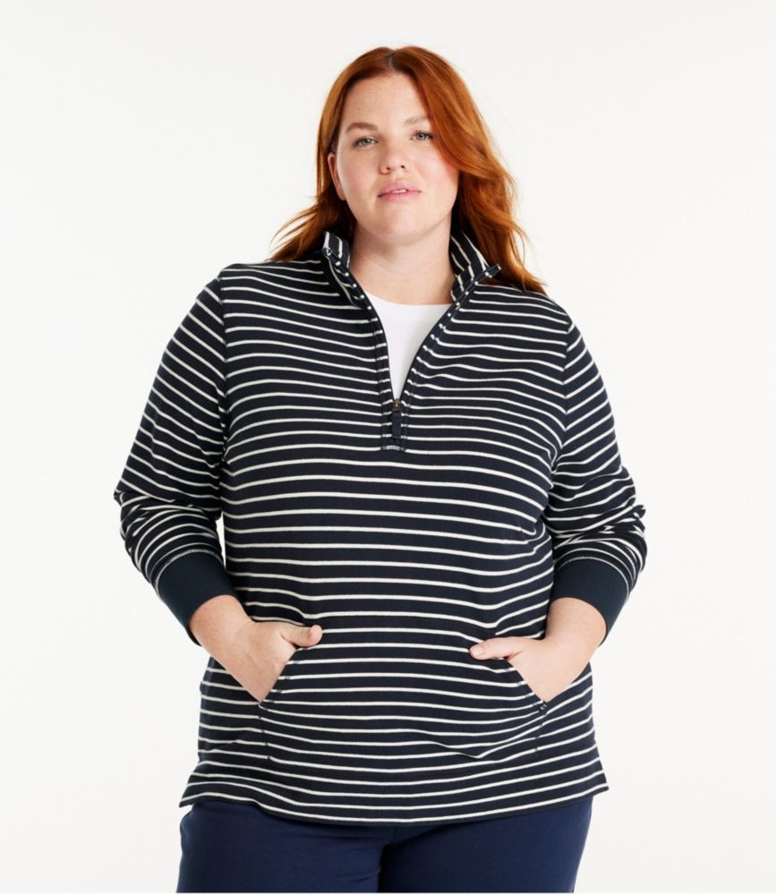 Women's Ultrasoft Sweats, Quarter-Zip Pullover Stripe, Washed Orchid/Classic Navy, small image number 2