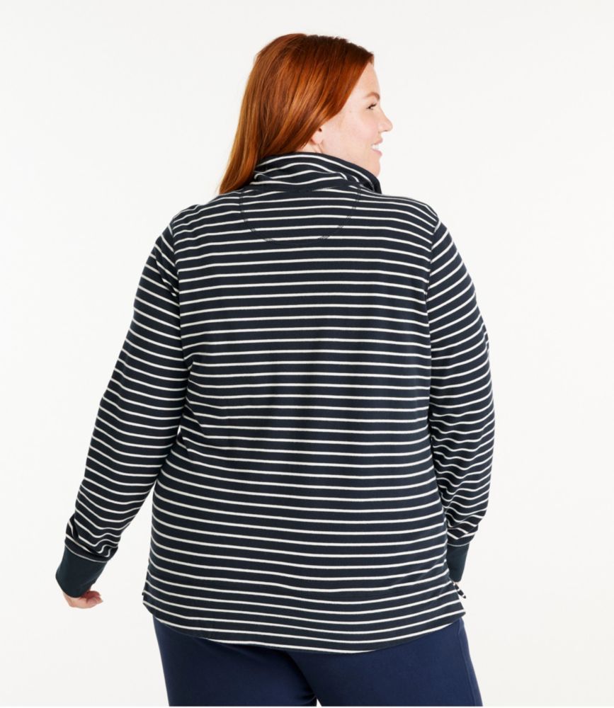 Women's Ultrasoft Sweats, Quarter-Zip Pullover Stripe, Washed Orchid/Classic Navy, small image number 3