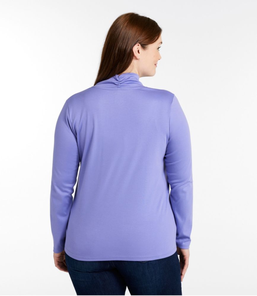Women's Pima Cotton Tee, Shawl Long-Sleeve, Black, small image number 3