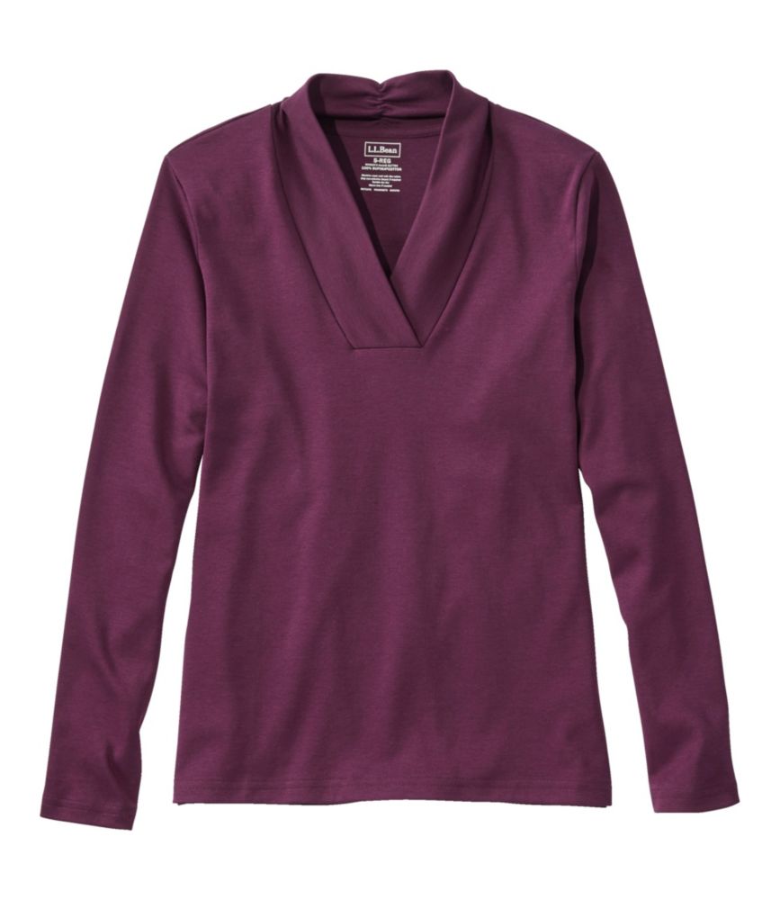 Women's Pima Cotton Tee, Shawl Long-Sleeve