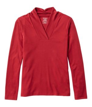 Women's Pima Cotton Tee, Shawl Long-Sleeve