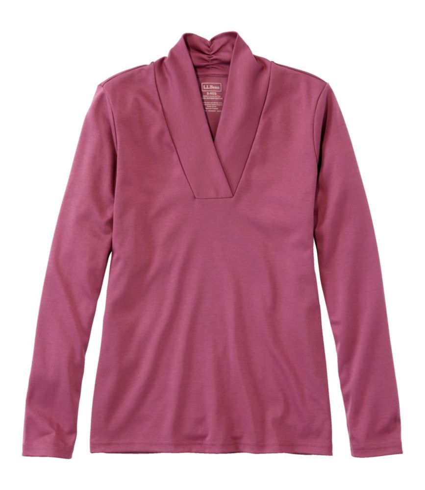 Women's Pima Cotton Tee, Shawl Long-Sleeve