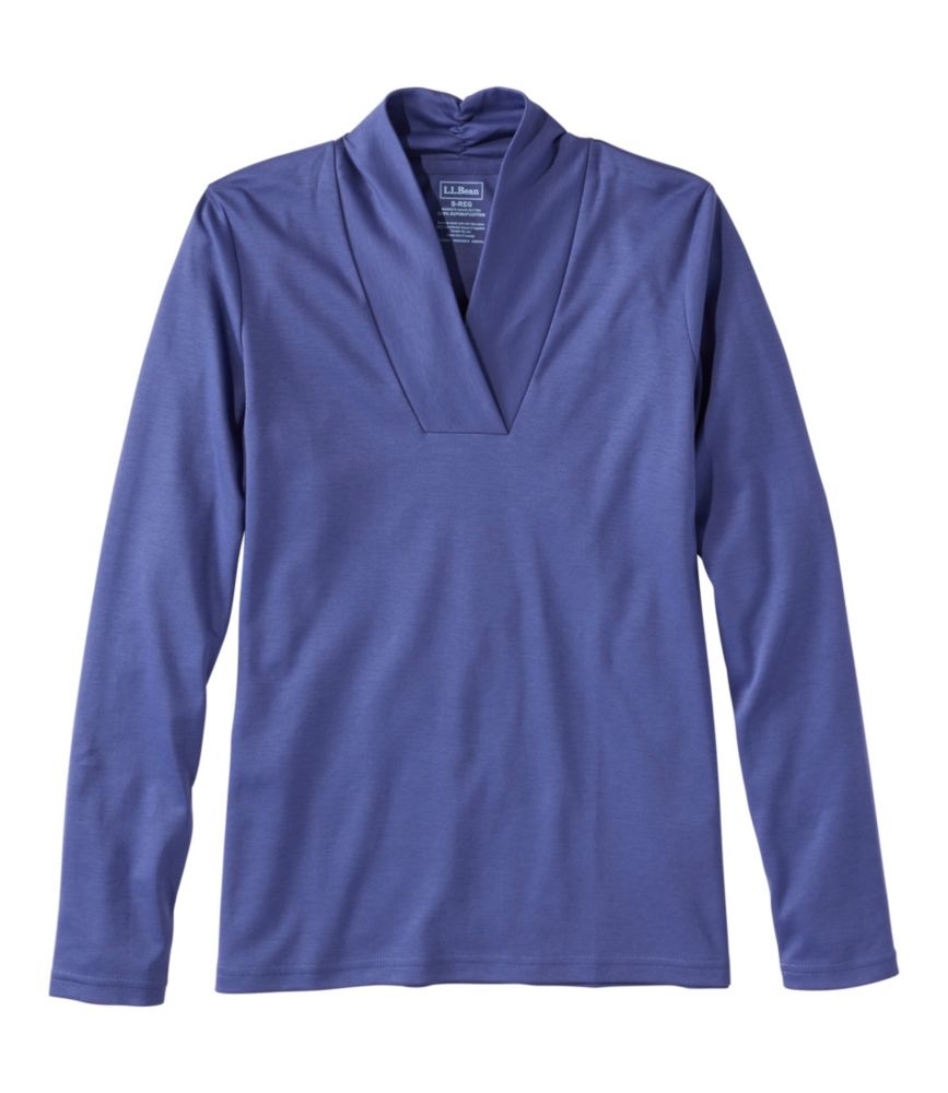 Women's Pima Cotton Tee, Shawl Long-Sleeve