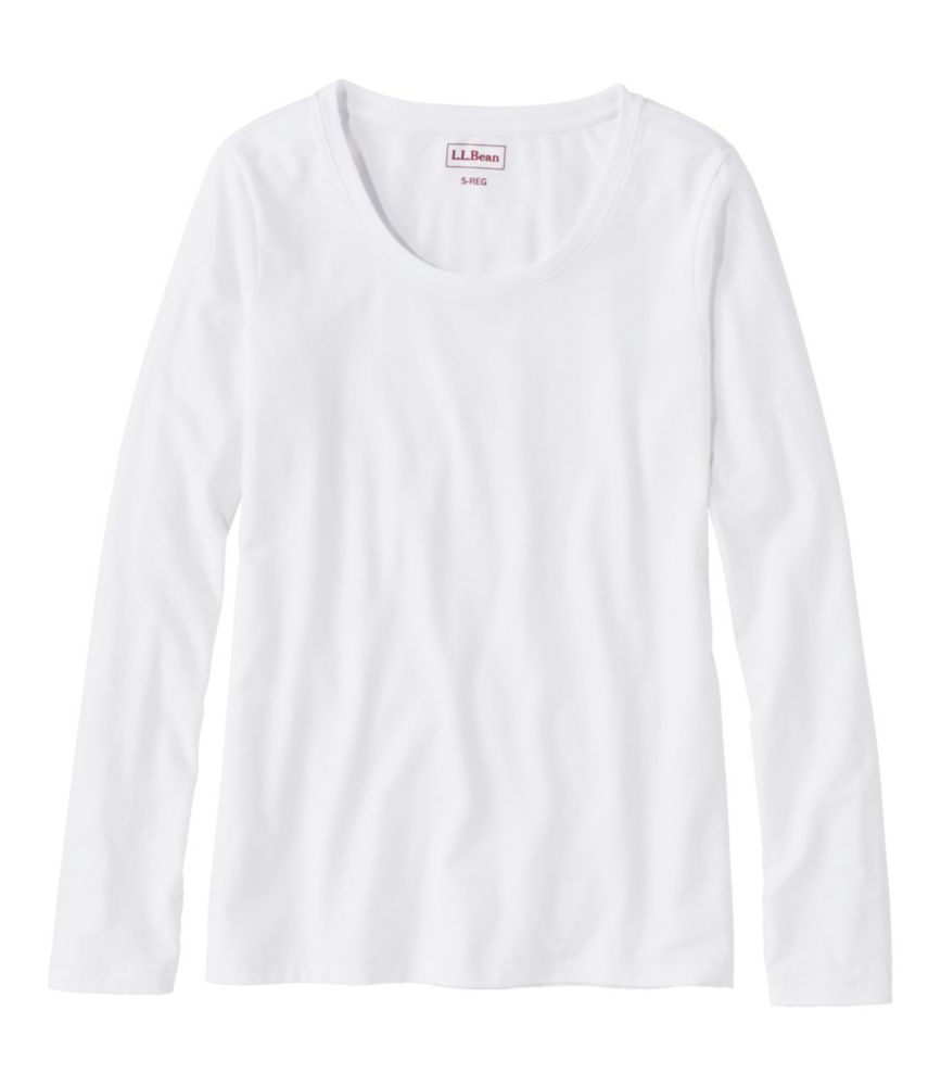 Women's Soft Stretch Supima Tee, Scoopneck Long-Sleeve