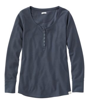 Women's Unshrinkable Mini-Waffle Tee, Long-Sleeve Henley