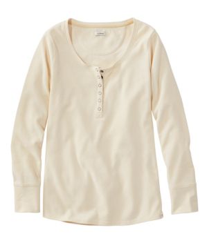 Women's Unshrinkable Mini-Waffle Tee, Long-Sleeve Henley