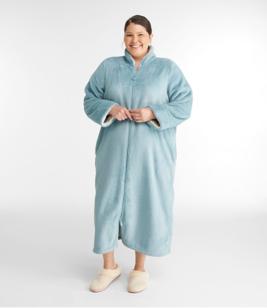 Women's Wicked Plush Robe, Full-Zip, Dusty Blue, small image number 2