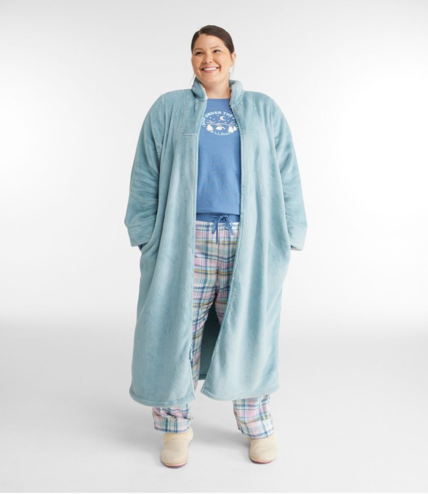 Women's Wicked Plush Robe, Full-Zip, Dusty Blue, small image number 4