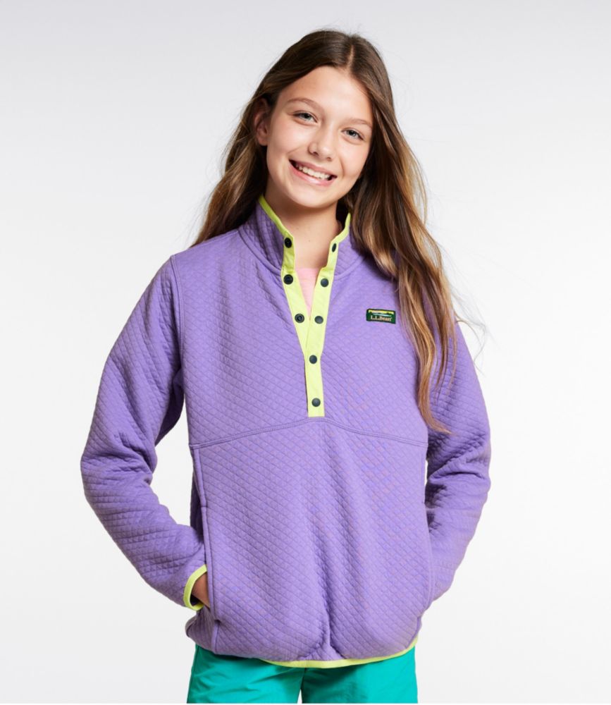 Kids' Quilted Quarter-Snap Pullover, Alpine Aster, small image number 2