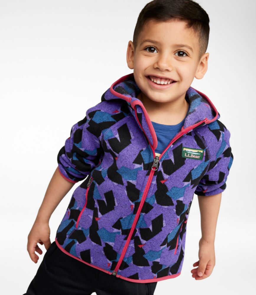 Kids' L.L.Bean Sweater Fleece, Hooded Print, Peak Purple Camo, small image number 3