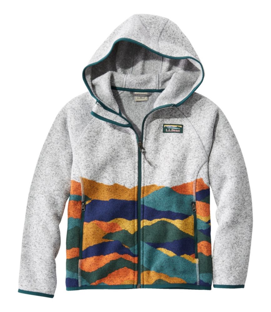 Kids' L.L.Bean Sweater Fleece, Hooded Print, Landscape, small image number 1