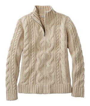 Women's Double L® Cable Sweater, Zip Cardigan