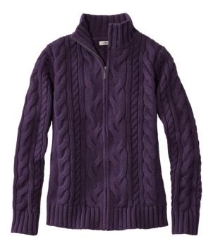 Women's Double L® Cable Sweater, Zip Cardigan