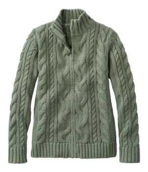 Women's Double L® Cable Sweater, Zip Cardigan