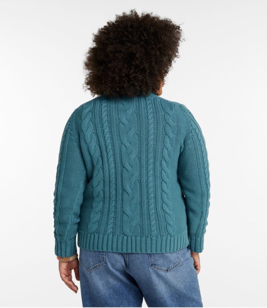 Women's Double L® Cable Sweater, Crewneck, Bone, small image number 3