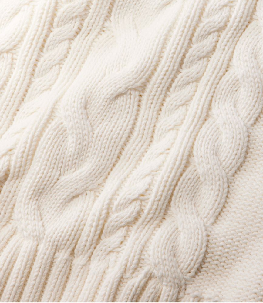 Women's Double L® Cable Sweater, Crewneck, Bone, small image number 4