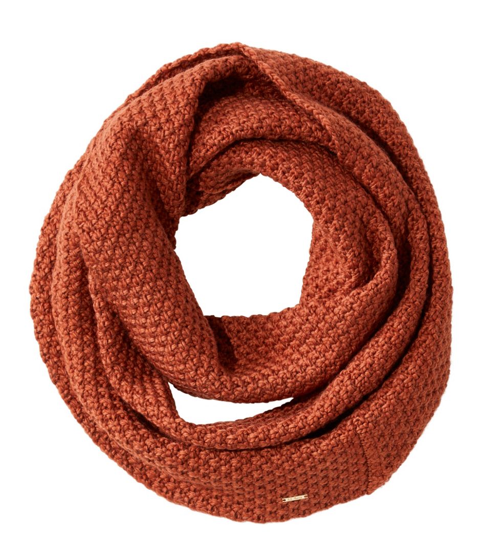 Popcorn Knit Infinity Scarf - Orange