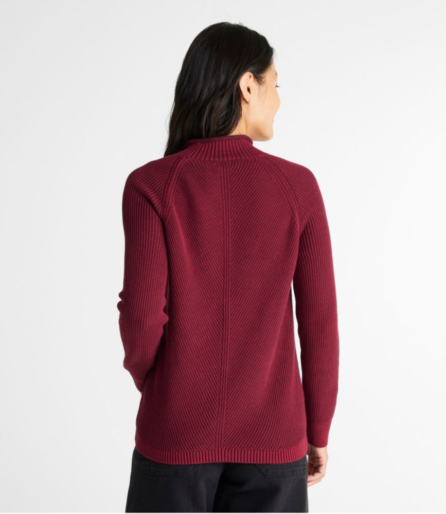 Women's Cotton Shaker-Stitch Sweater, Funnelneck, , small image number 2