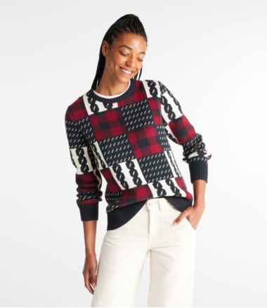 Women's Bean's Heritage Soft Cotton Fisherman Sweater, Crewneck Intarsia