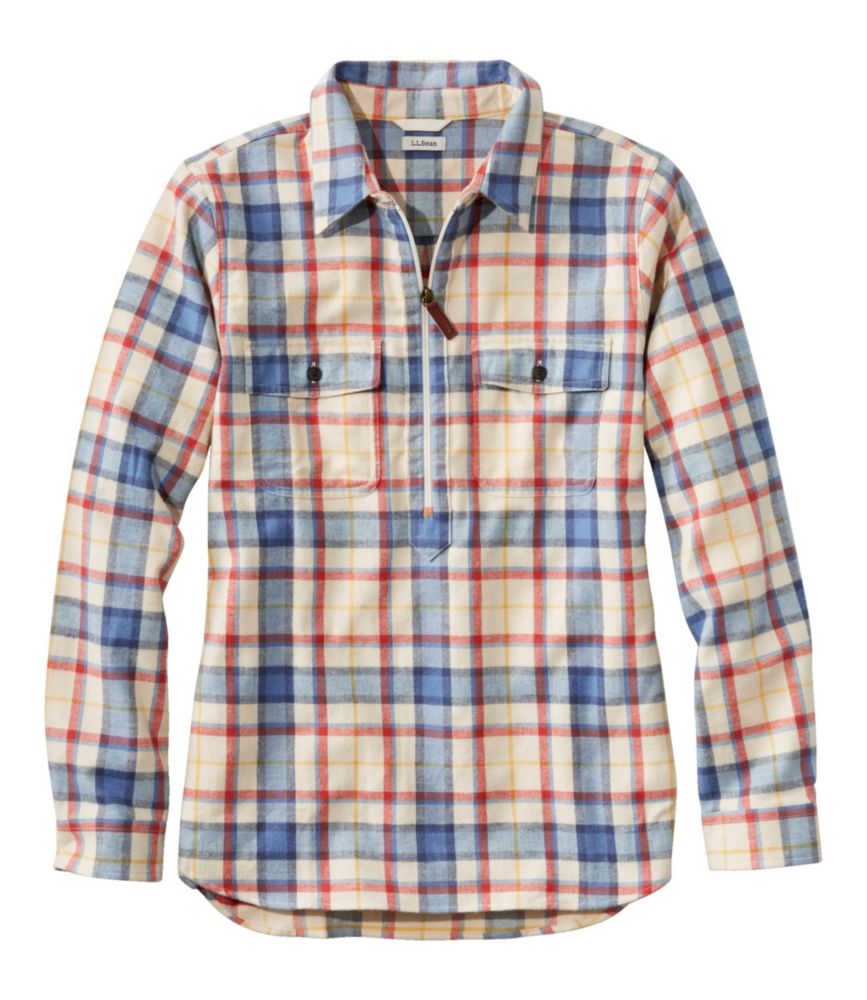 Women's Scotch Plaid Flannel Shirt, Quarter-Zip
