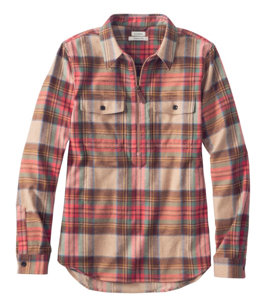 Women's Scotch Plaid Flannel Shirt, Quarter-Zip