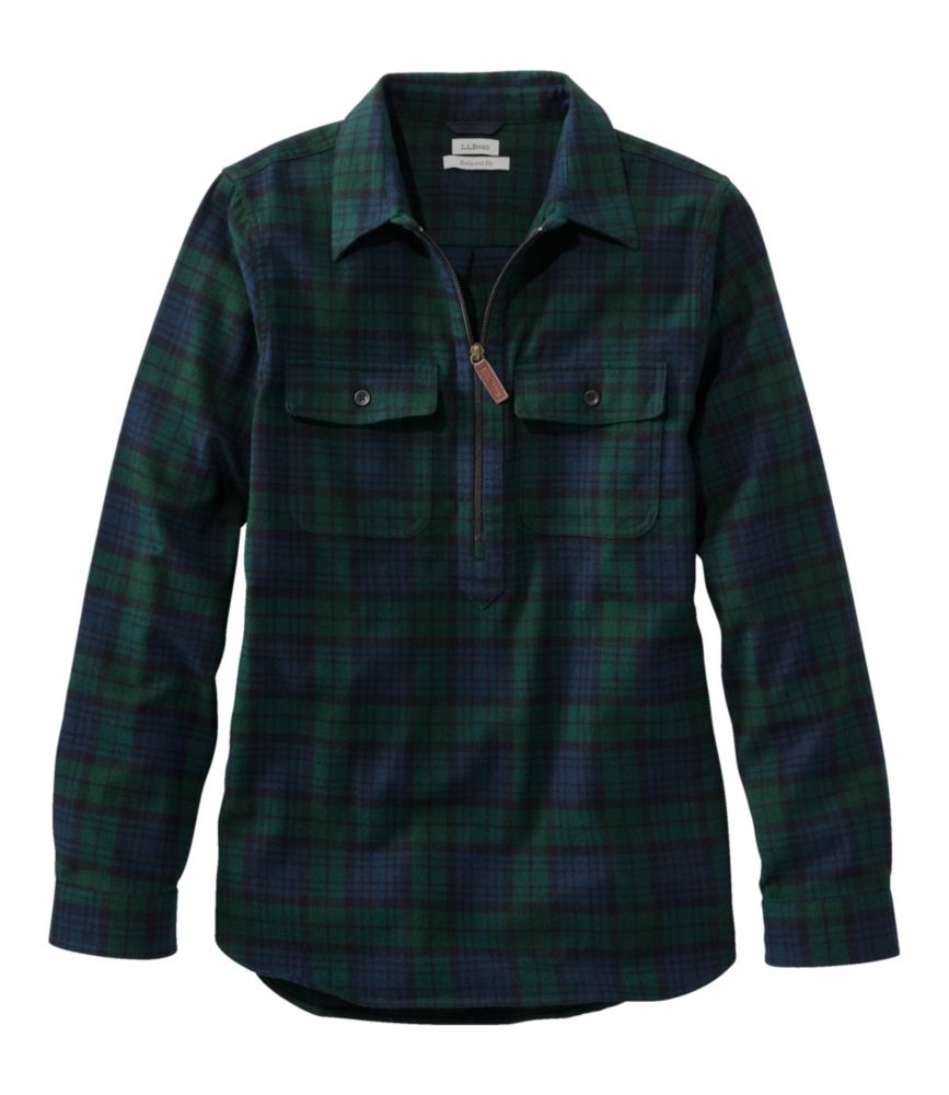 Women's Scotch Plaid Flannel Shirt, Quarter-Zip