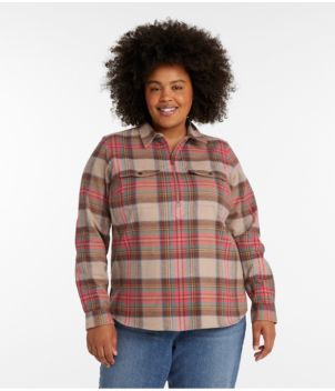 Women's Scotch Plaid Flannel Shirt, Quarter-Zip