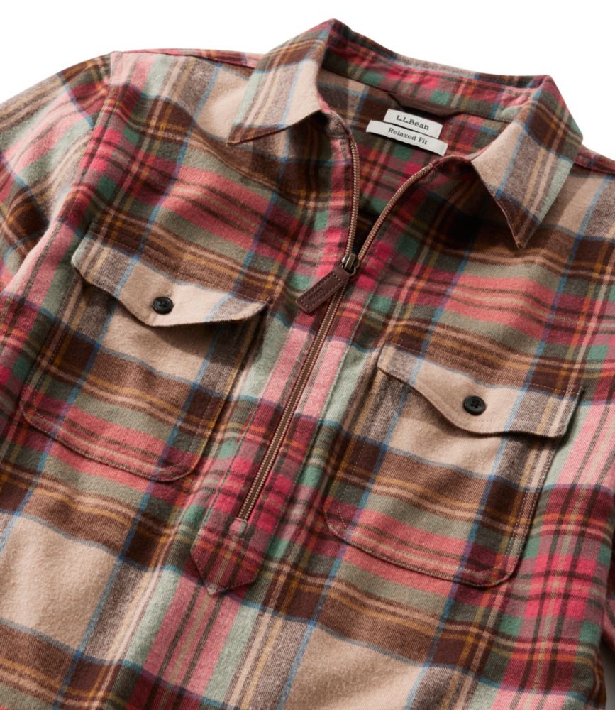 Women's Scotch Plaid Flannel Shirt, Quarter-Zip, Antique Dress Stewart, small image number 4