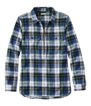 Women's Scotch Plaid Flannel Shirt, Quarter-Zip