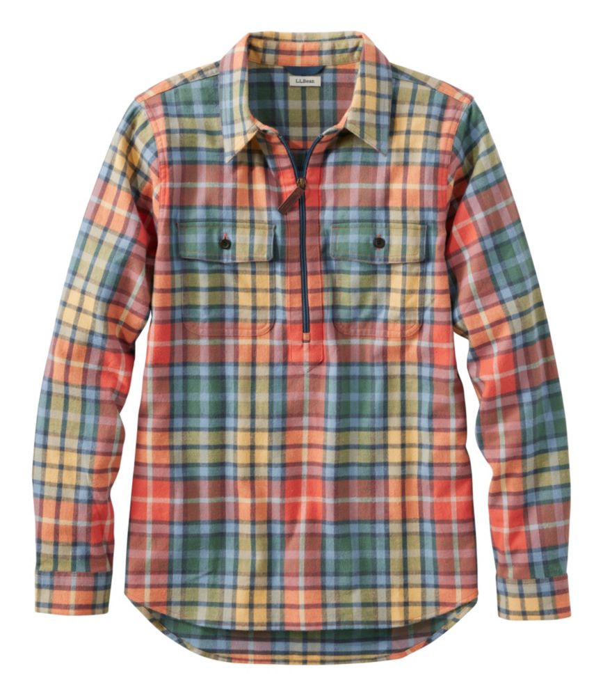 Women's Scotch Plaid Flannel Shirt, Quarter-Zip