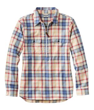 Women's Scotch Plaid Flannel Shirt, Quarter-Zip