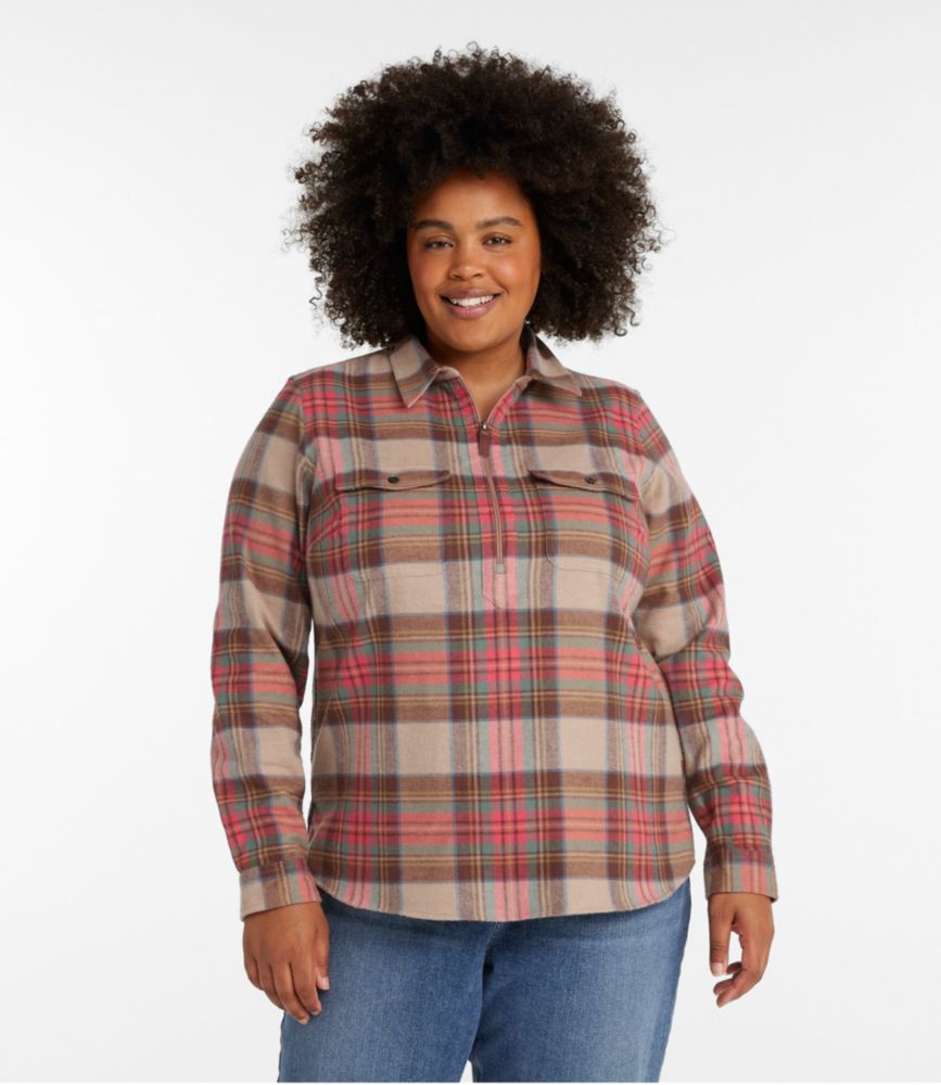 Women's Scotch Plaid Flannel Shirt, Quarter-Zip