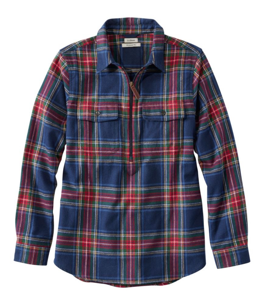 Women's Scotch Plaid Flannel Shirt, Quarter-Zip