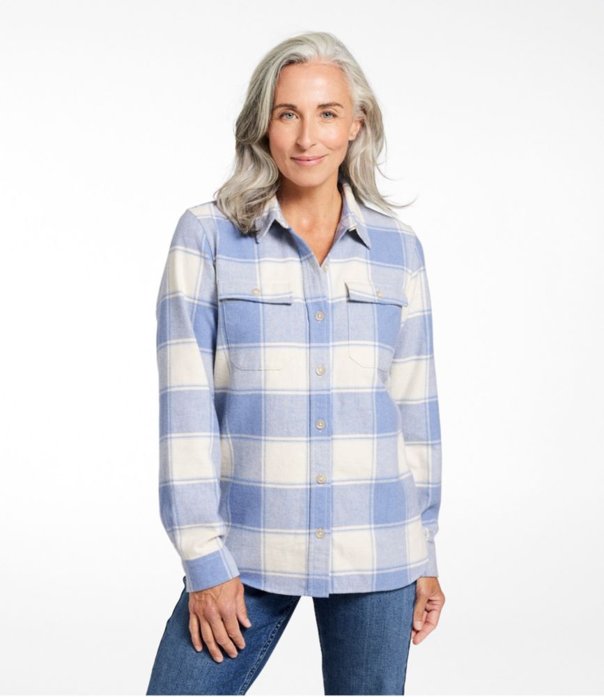 Women's Heritage Chamois Shirt, Pattern, Chalk Blue Plaid, small image number 2