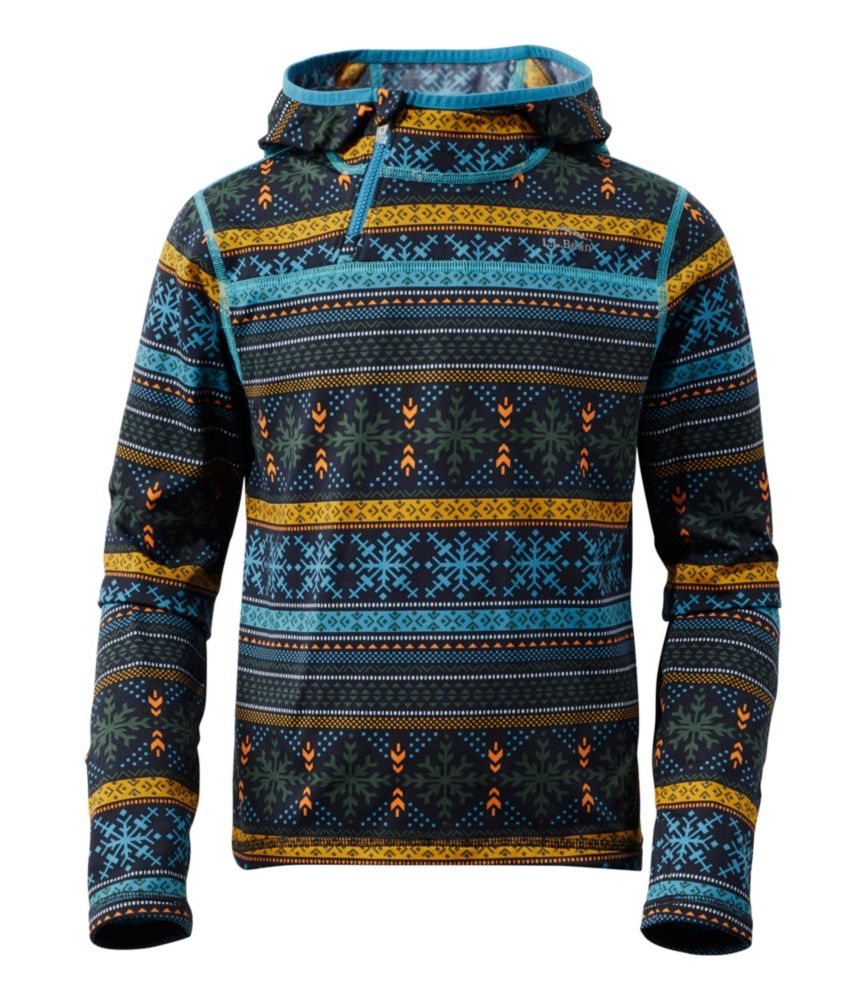 Kids' Wicked Warm Long Underwear, Expedition-Weight Balaclava Print Top, Coal Snowflake Fairisle, small image number 1