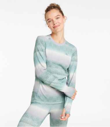 Women's L.L.Bean Heavyweight Base Layer Crew, Long Sleeve Print
