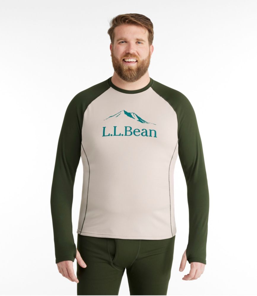 Men's L.L.Bean Heavyweight Base Layer Crew, Long-Sleeve Graphic, Forest Shade, small image number 4