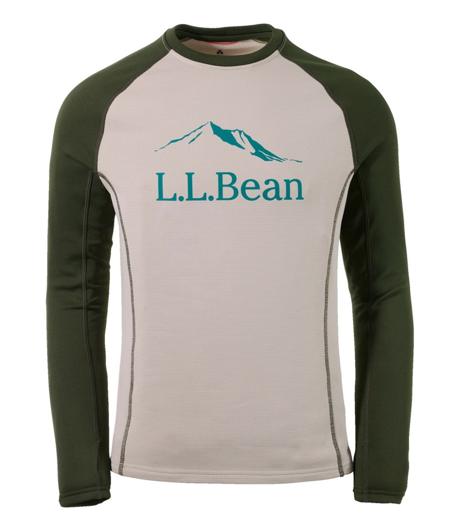 Men's L.L.Bean Heavyweight Base Layer - Long Underwear Crew, Long-Sleeve Graphic Forest Shade Medium, Synthetic/Plastic