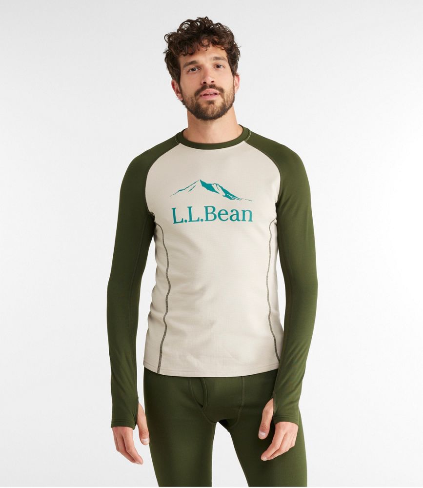 Men's L.L.Bean Heavyweight Base Layer Crew, Long-Sleeve Graphic