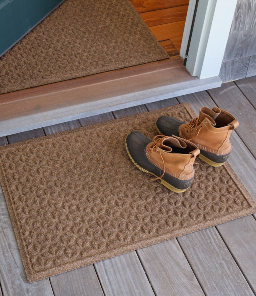 Heavyweight Recycled Waterhog Doormat, Blooming Circles, Khaki, small image number 6