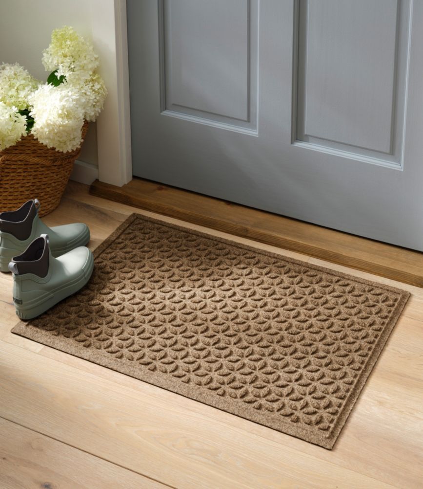 Heavyweight Recycled Waterhog Doormat, Blooming Circles, Khaki, small image number 7