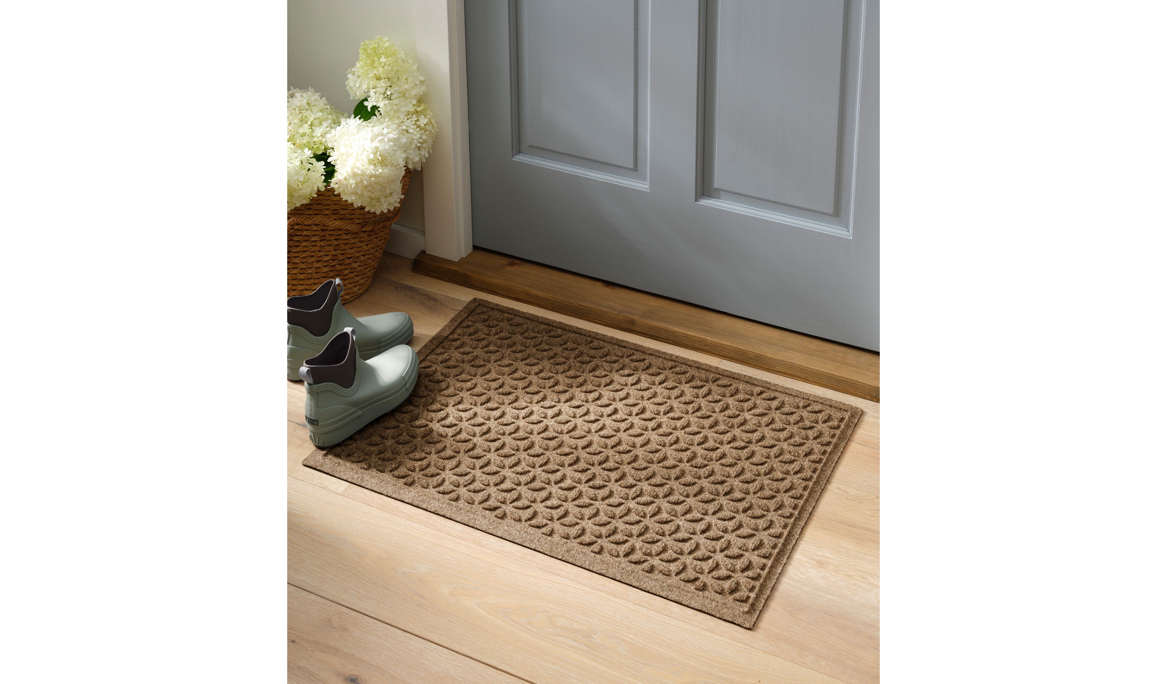 Heavyweight Recycled Waterhog Doormat, Blooming Circles