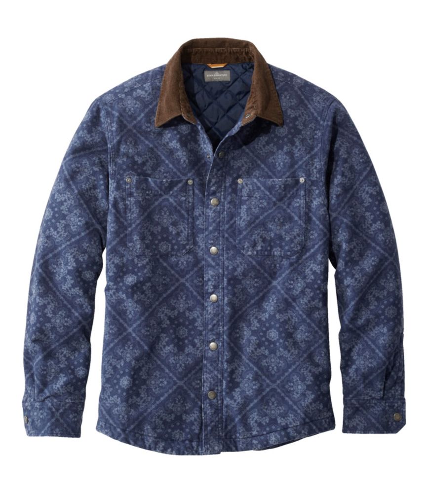 Men's Signature 1933 Chamois Cloth Shirt, Lined, Pattern, Dark Indigo Bandana, small image number 1