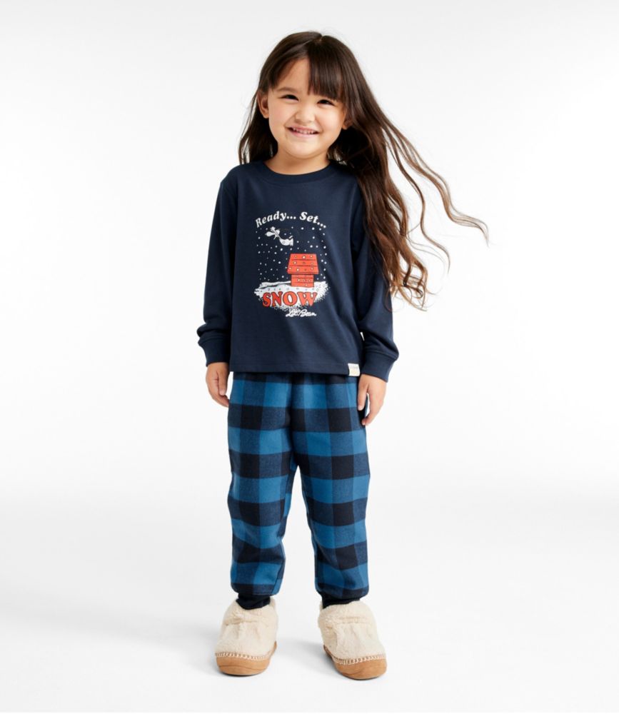 Toddlers' L.L.Bean X Peanuts Flannel Pajamas, Marine Blue Buffalo, small image number 4