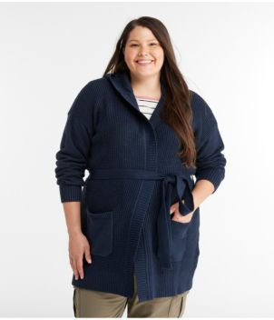 Women's All-Day Waffle Sweater, Hooded Wrap Cardigan
