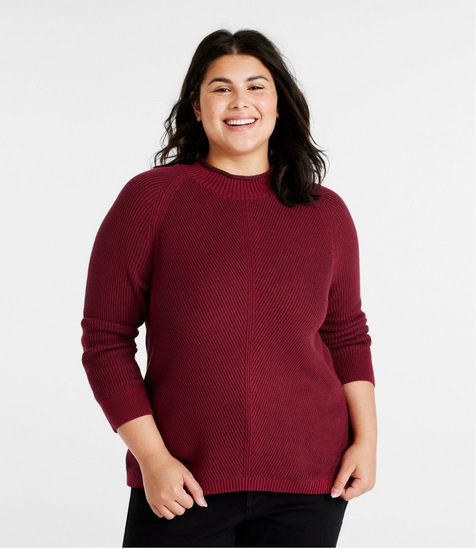 Women's Cotton Shaker-Stitch Sweater, Funnelneck | Sweaters at L.L.Bean