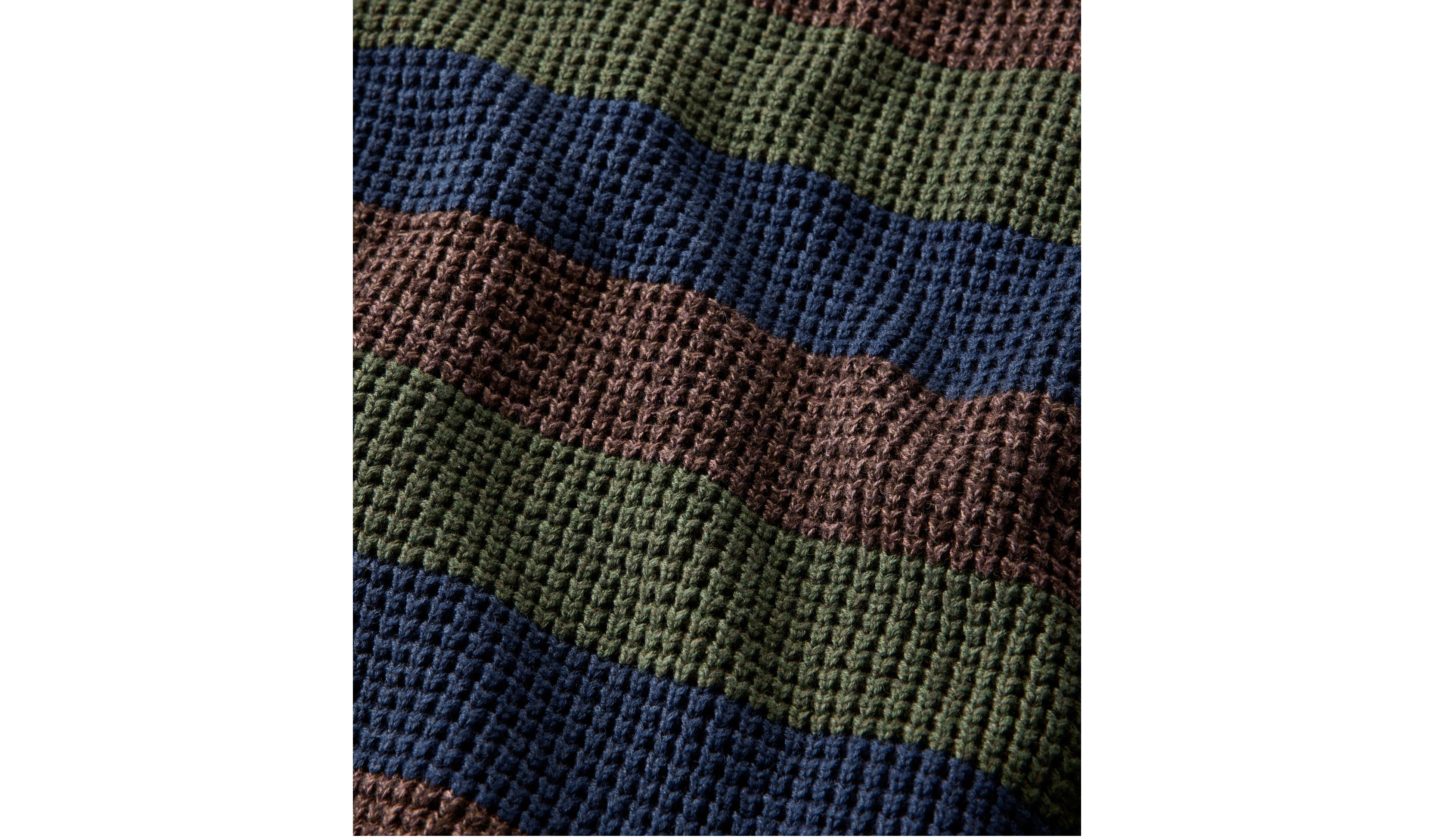 Men's Organic Cotton Waffle Sweater, Quarter Zip, Stripe