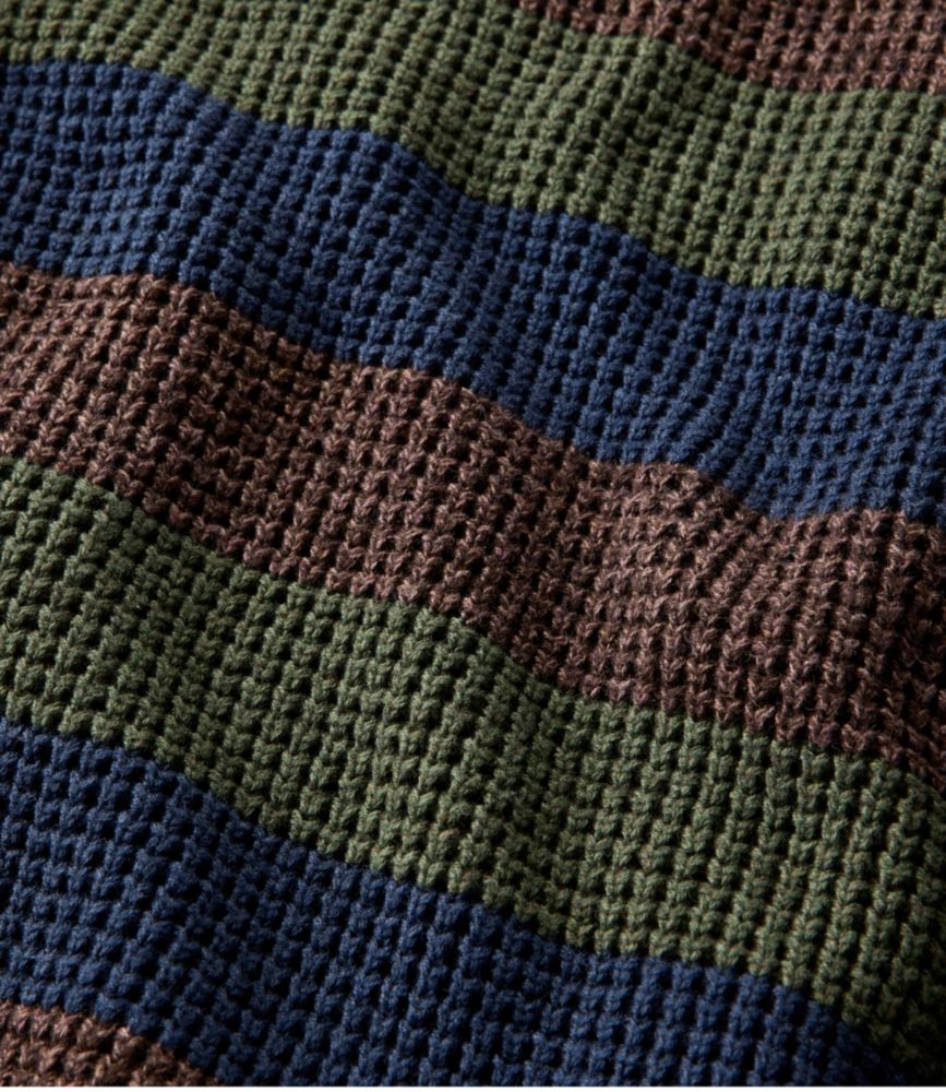 Men's Organic Cotton Waffle Sweater, Quarter Zip, Stripe