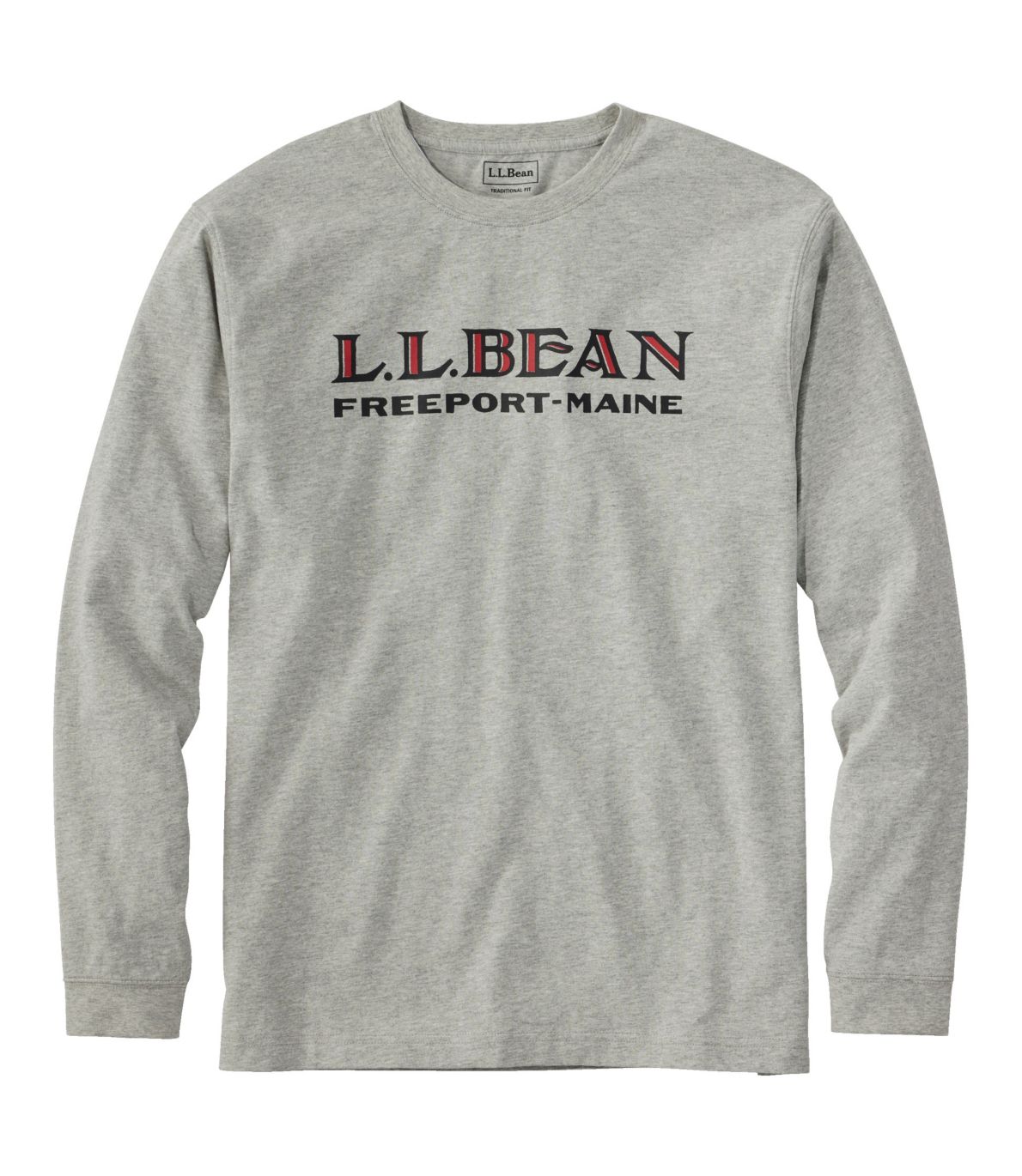 Men's Carefree Unshrinkable Tee, L.L.Bean Logo, Long-Sleeve