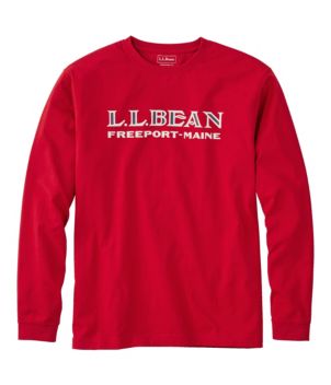 Men's Carefree Unshrinkable Tee, L.L.Bean Logo, Long-Sleeve